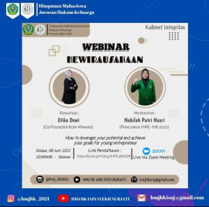 WEBINAR KEWIRAUSAHAAN bersama DEPARTEMEN MINAT DAN BAKAT HMJ-HK